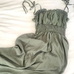 Green long dress small Zara